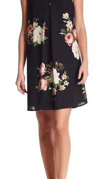 X Bobeau Flower Print Lace Sleeve Dress