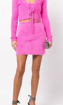 NWT JONATHAN SIMKHAI Paytra Fuzzy Knit Mini Skirt in Hot Pink