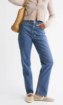 Abercrombie Curve Love Jeans 90s slim straight ultra high rise medium wash raw