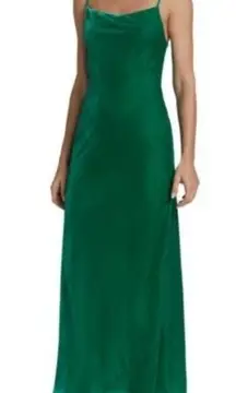 RHODE Jemima Maxi Dress Crushed Velvet Emerald NWT Size‎ 0