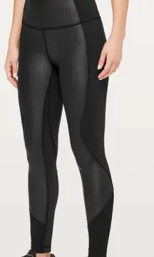 Lululemon Black Wonder Under Ribbed Panel Leggings