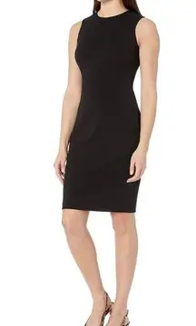 Calvin Klein Sleeveless Scuba Sheath Dress in Black LBD Size 8