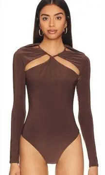 Lovers + Friends  Delilah Bodysuit in Espresso Brown XS