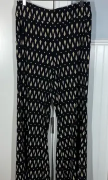 Joseph Ribkoff Womens Pants Black Tan Size 10 Flare‎ Leg Geometric art to wear
