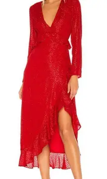 House of Harlow 1960 Revolve Justina Maxi Long Sleeve Dress Red Medium
