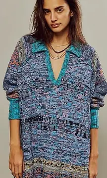 Free People Bohemian Seasons Of Sun Oversized Tunic Sweater Dress Small 70s Fall