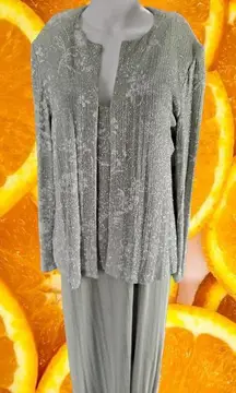 Alex Evenings 2 Piece Sea Foam Green Dress with Floral Top and Jacket‎ Size 14