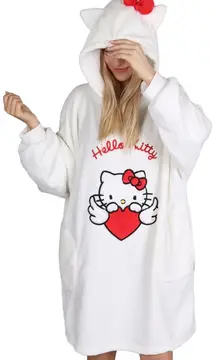 Women’s White oversized hello kitty wearable blanket hoodie size M/L