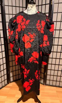 Vintage Caron satin oversize kaftan slip long puff sleeve retro Whimsygoth tunic