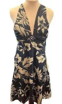 Size 8 blue floral 100% silk sleeveless dress cocktail date night