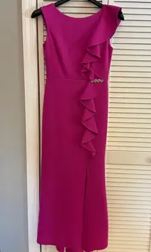 Ruffled Gown Hot Pink Dress