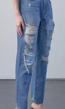 Hidden TRACEY Distressed high-rise straight Blue Women's Jeans sz 27