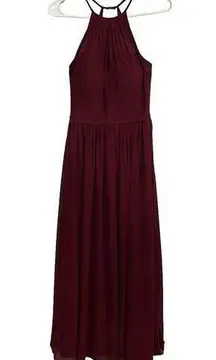 Azazie  Bridesmaid Prom Formal Dress Size A4 Maroon Chiffon Floor Length Halter