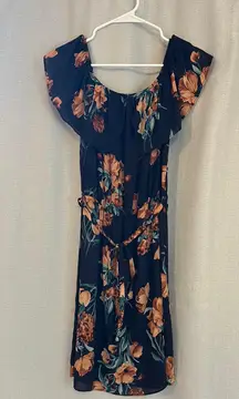 Dark Blue Floral Dress 