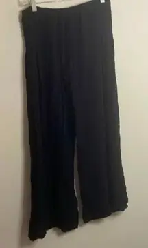 Coco Bianco Black Gauzy Beachy Boho Palazzo Gaucho Flared Pants laganlook