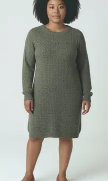 Umgee Sweater Dress Large Green Knit Long Sleeve Pullover Fall Winter Casual