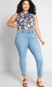 Modcloth The Molly straight ankle jeans High rise size 16 blue stretchy