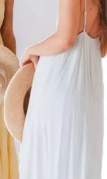 Papermoon Sage Mint Light Green Deep V Neck Plunging Boho Tiered Maxi Dress L