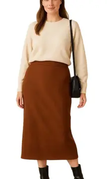 SHEIN Curve Brown Midi Skirt 1XL – Minimalist Closet Essential