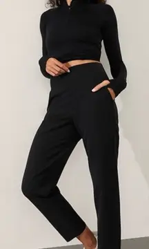 Athleta Endless Satin Side Stripe Pant Size 8 Black Style 782695 Workwear Office