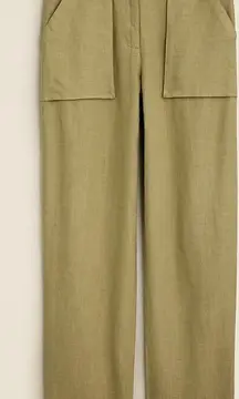 J. Crew Women's Linen Seaside Cargo Pant Straight Leg Utility Casual Size 6 Tall