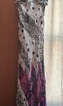 Dave & Johnny Vintage Silk Dress Long Beaded One Shoulder Formal Cocktail Size 4