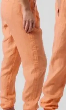 NWT ATHLETA Cabo Linen Jogger Pants Women's Size 14 Peach 530642 Soft Cozy Warm