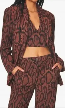 NWT WeWoreWhat Danielle Bernstein Snakeskin Shaped Blazer 00 Brown Black Cognac