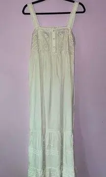 Kirat S Maxi Dress Boho White Eyelet Empire Ruffle Prairie Peasant Cottagecore