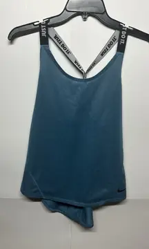Nike Dri Fit Criss Cross Just Do It Workout Running Tank Top Size Small Blue
