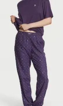 Victoria's Secret  women’s Flannel Jogger Tee-Jama Set purple/VS LOGO Size Small