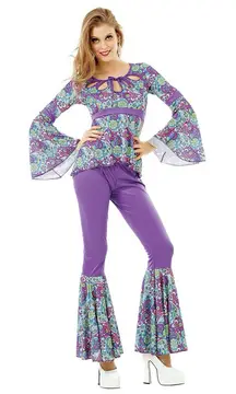 Hauntlook Disco Diva Women’s Halloween Costume 
 Adult Hippie Outfit Size XL
