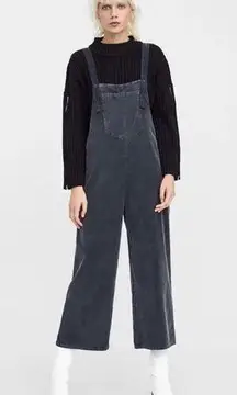 ZARA  WOMAN | Premium Collection Charcoal Gray Corduroy Jumpsuit Overalls | Large