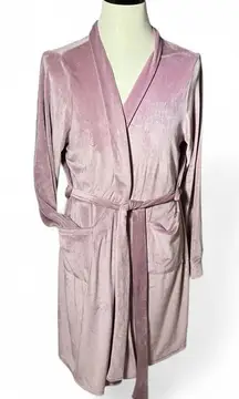 Y2K Juicy‎ Couture Velvet Pink Velour Rhinestone Logo Robe Loungewear coquette