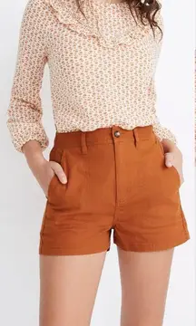 Madewell Women’s Camp Shorts 2.5” Cotton High Rise in Burnt Sienna Size M