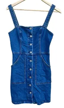 Abercrombie & Fitch denim jean jumper dress button front size XS