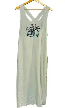 Vintage 90's R&K Linen Blend Overall Midi Dress Womens 10 Pineapple Green Y2K