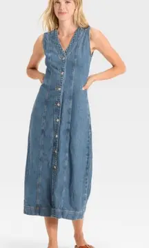 Women's Denim Button-Down Ankle Dress - Universal  Medium Wash