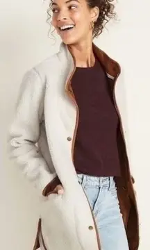 Old Navy Favorite Sherpa Jacket Brown faux suede Accents Fall Comfortable