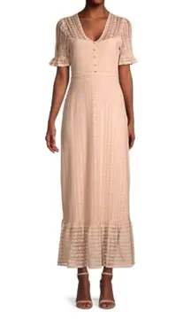 BCBGMAXAZRIA Lace-Overlay Maxi Dress Size‎ XL Ruffle Prairie Boho