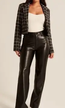 NEW Abercrombie & Fitch Curve Love Vegan Leather 90s Relaxed High Rise Pants