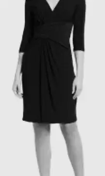 black gathered stretch shift dress size 10