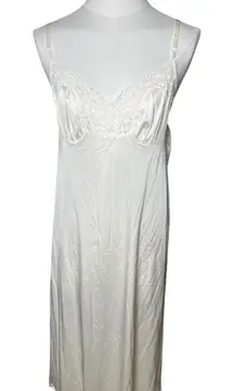 Vintage Ivory Lace Full Slip Nightgown Romantic Bridal Vassarette L
