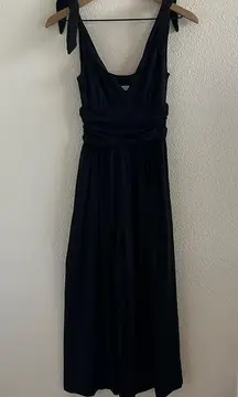 Susana Monaco Black Wide Leg Cropped Tie Strap Jumpsuit Playsuit Small