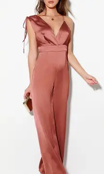 Lulus Lulu’s NWT Satin Asymmetrical Jumpsuit Rusty Rose Large