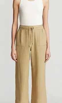 Lauren Ralph Lauren Linen Wide-Leg Pant Tan Drawcord-waist Lagenlook Women’s 12P
