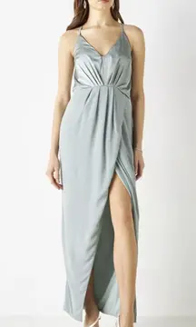 TFNC Tall bridesmaid satin halterneck top maxi dress in sage Size 8