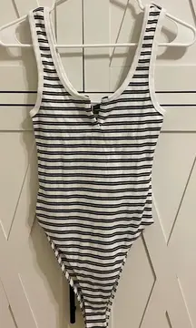 Zara Small Bodysuit Tank Top Black and White Striped