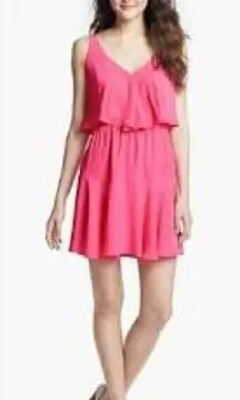 Hot Pink Amanda Uprichard Silk Ruffle Mini Dress