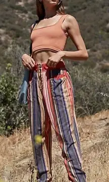 FREE PEOPLE MOVEMENT Sz XS SIDE STEP HAREM PANTS STRIPED PULL ON TIGER LILY #752